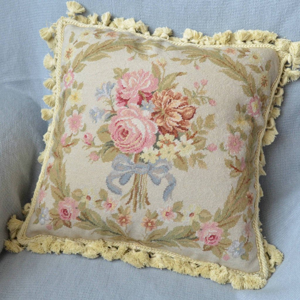 Needlepoint Pillows with Flowers. 18x18. 100% Wool.With Insert [Needlepoint  Pillows Flowers] - $59.99 : battenburg lace store, the home fashion center
