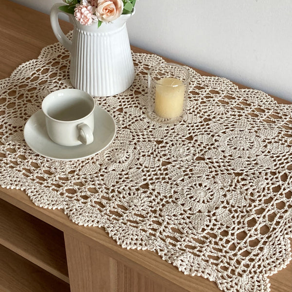 Hand Crochet Lace Table Runner Placemat Farmhouse Dresser Scarf – SouthMage