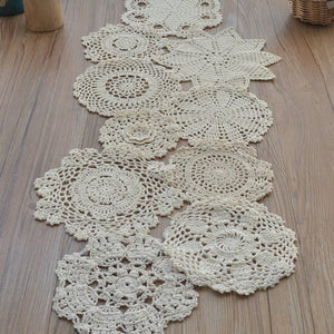 Lot 10 Hand Crochet Doilies French Country Table Runners